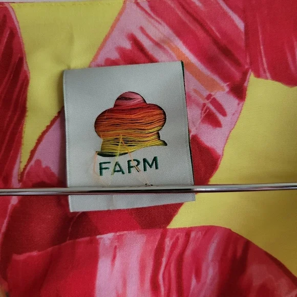 Farm Rio, Sweet Jungle Lime Crop‎ Top, Lime Yellow/Red/Pink, Size XS - Picture 14 of 16